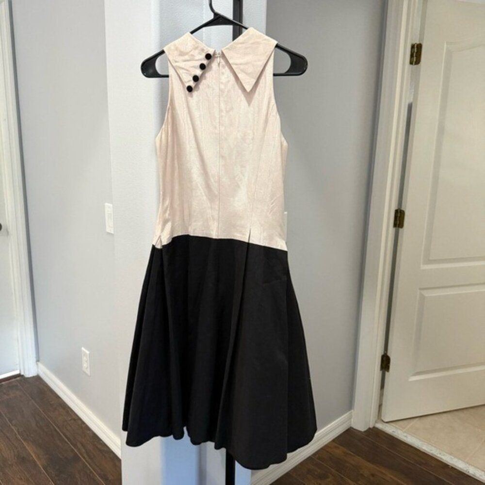 Carol Peretz Sleeveless Mock Neck A Line Black Pink Dress Size 6 Vintage Vtg • - Picture 5 of 11
